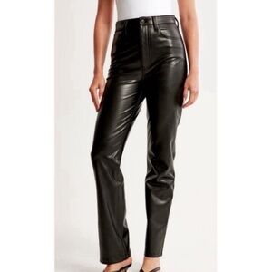 Abercrombie & Fitch Black Vegan Leather Pants Sz 14 The 90’s Straight High Rise